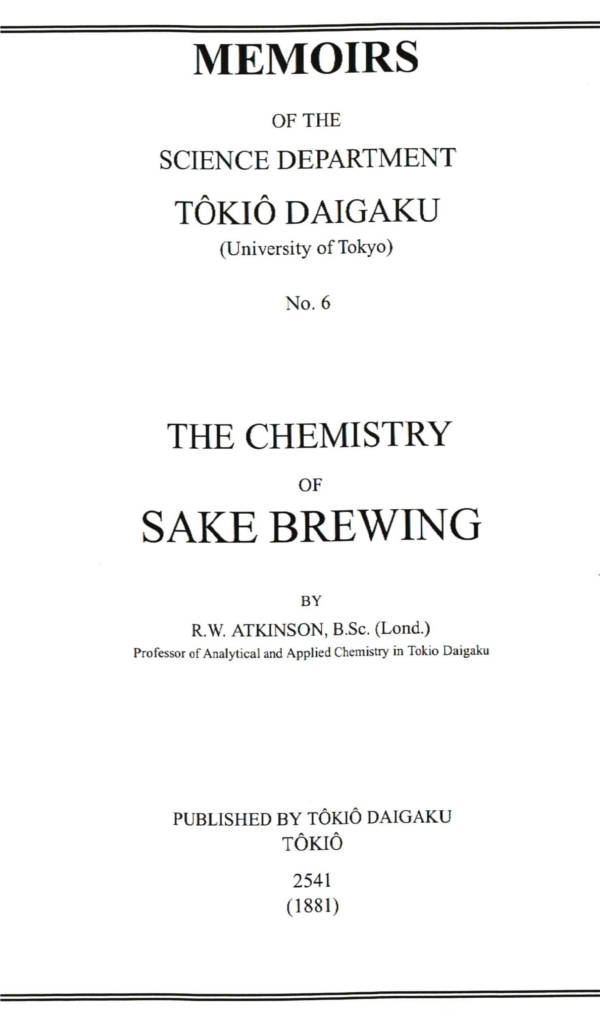 Atkinson, The Chemistry of Sake Brewing